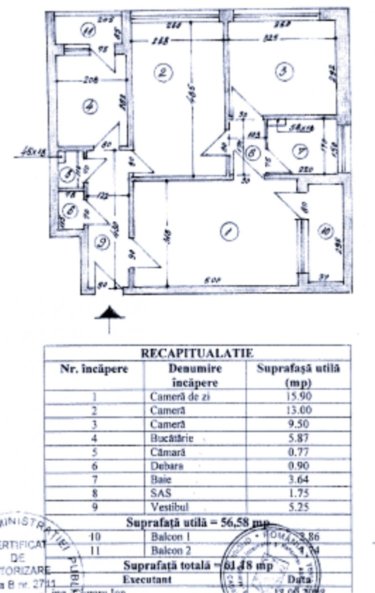 Apartment for sale 3 rooms Dorobanti - Beller area, Bucharest 61 sqm